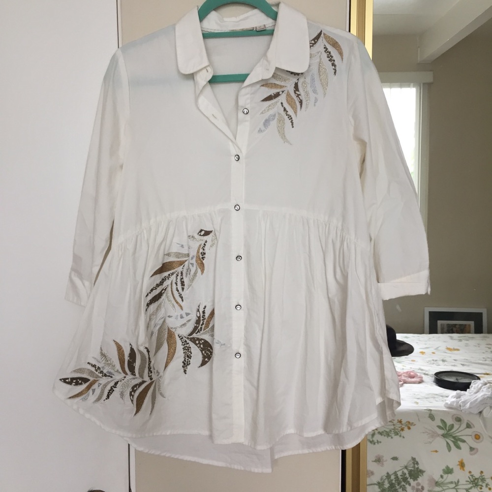Anthropologie Holding Horses White Tunic